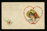 Artist Signed Vintage postcard Dulk woman carnation flower 1916