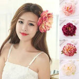 Large Artificial Flower Hairpins Peony Brooch Barrette Wedding Bridal Hair Clips