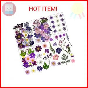 LUCISKY 92 Pcs Purple Dried Pressed Flowers Real Natural Leave Petals for DIY Re