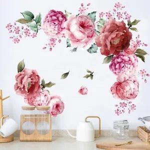 Removable Peony Rose Flower Wall Sticker Home Room Decor Background/DIY Decal