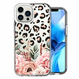 For Apple iPhone 12 Pro Max Classy Peach Peony Rose Flowers Leopard Case