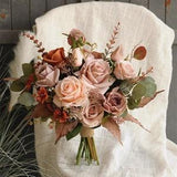 Bridal Bouquet Fall Wedding Flowers Boho Bouquet Rust Terracotta Pink  Bouquet