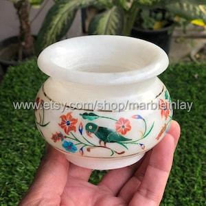 Orchid Pot Marble Inlay Flower Pot Peacock Garden Decor
