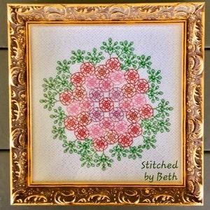 Bouquet of Pink Roses Blackwork Chart