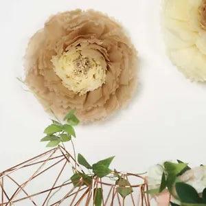 6 pack 12" 16" 20" Natural and Taupe Tissue Paper Carnation Flowers Backdrop