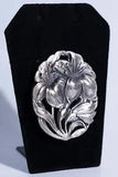 Vintage Art Nouveau Lily Flower Large St Anthony Religious Oval Brooch Pin