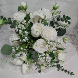White flowers bridal bouquet, white peonies bride bouquet, calla flowers bouquet, bridesmaids bouquet, lily's of the Valley bridal bouquet
