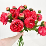 1 Real Touch Peony Stem |Extremely Realistic Luxury Quality Artificial Kitchen/Wedding/Home Decoration Gifts French Floral Flowers Red