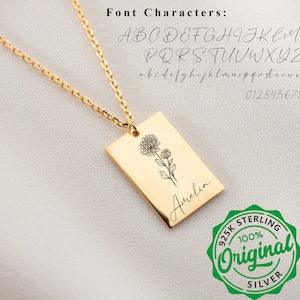 Floral Necklace, Personalize Chrysanthemum Flower Name, November Month Flower, Handmade Jewelry, Personalized Gifts, Bouquet Necklace