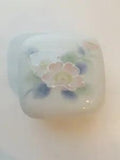 Vintage Otagiri Peony Trinket Box Square Pastel Flower Pink White Blue