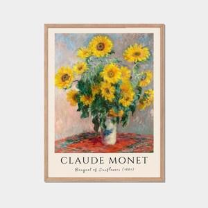 Monet Poster Sunflowers| Claude Monet Floral Print | Vintage Poster