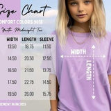 Comfort Colors 9018 Size Chart, Kids Size Chart Mockup, Orchid Comfort Colors 9018 Youth Midweight Tee Mockup, Children's Orchid Mockup