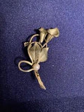 Vintage Gold Tone and Faux Pearl Calla Lily Brooch