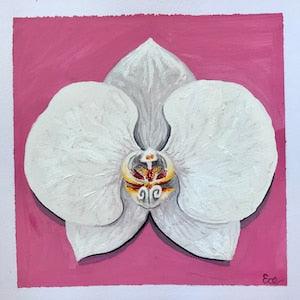 Orchid - Flower Painting - Plant - Original Painting - Gouache Painting - Artwork - Coffee Decor - Mini Painting - Contemporary Art
