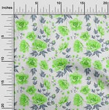 oneOone Cotton Poplin Fabric Leaves & Peony Floral Print Fabric-y1o