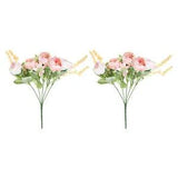 5 Branch Artificial Silk Peony Hydrangea, 2 Pack Fake Flowers, Champagne Color
