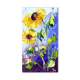 Sunflower painting Original oil painting Miniature painting Blue Yellow painting