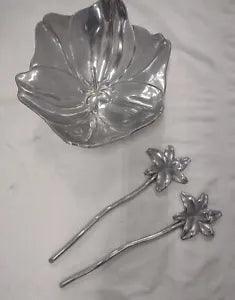 Retired Mariposa LILY Flower Bowl + Serving Utensils Salad Easter??