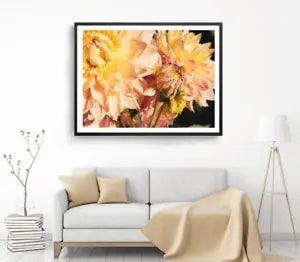 Orange Flowers Print, Peony Wall Art, Nature Framed Flower Wall Art, Floral
