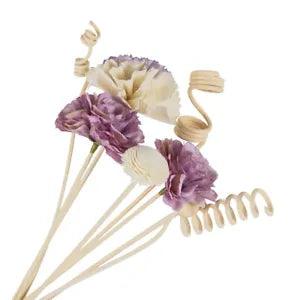 8 pcs Artificial Purple Carnation Flower Rattan Reed Sticks Fragrance Diffuser