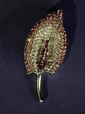 Silver Tone Pink & Clear Rhinestone Peace Lily Brooch Lapel Pin Pendant