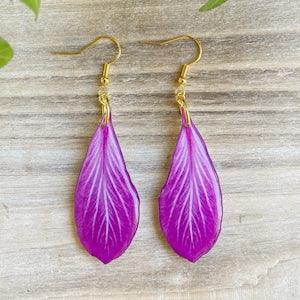 Magenta Earrings, Orchid Tree Flower, Orchid Jewelry, Resin Floral Earring, Purple Flowers, Orchid Gifts, Bauhinia Purpurea, Purple Orchid