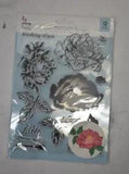 Peony Flower Rubber Stamp Set 3.5" Large Flower Clear Images w Sentiments