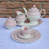 Pretty Johnson Bros China! 55 Piece Dinnerware Set in the Lovely Pink Rose Bouquet Pattern!