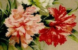 Birthday Pink Red Carnations Embossed frame small flowers Germany Vintage