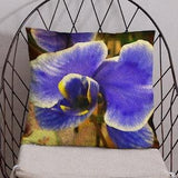 Lavender orchid pot throw pillow, Rare orchid bouquet decorative accent, Blue orchid plant toss pillow, Botanical print scatter cushions