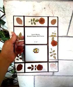 Vintage Handmade Frame of Dried Natural Roses, Very Beautiful For Decoration
