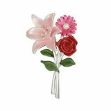 Beautiful Lily Rose and Marigold Bouquet Multi Coloured Enamel Flower Brooch