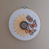 Finished Embroidery, Butterfly Wall Decor, Embroidered hoop art, 8 inch hoop, Monarch Art