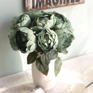 6 Heads Artificial Peony Silk Flowers Autumn Fake Simulation Flowers for...