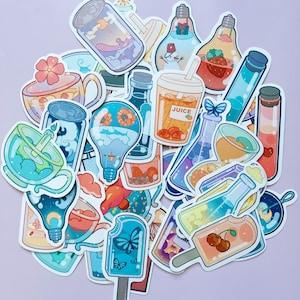 Aesthetic Bottle Sticker Pack-Aesthetic Drink-VSCO Stickers-Waterproof Stickers-Cute Stickers-Packaging Stickers