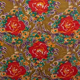 1960s Vintage dressmaking fabric, bouquet of flowers red rose, 1.2 yds by 36"