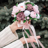 Dusty rose wedding bouquet, Alternative Wedding bouquet clay flowers, Blush bouquet, Artificial wedding bouquet
