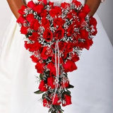 SERAPHINA RED Wedding Bouquet Package Bridal Bridesmaid Groom Boutonnieres Corsages Keepsake Bouquets Roses Silk Floral Custom Flowers
