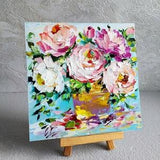 Rose original oil painting flowers artwork, floral still life wall art