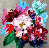 Peony Oil Painting Floral Original Art Shabby Chic Painting Impasto Textured