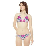 Personalized Peony Flower Two-Piece Swimsuit Beachwear Strappy Swimwear