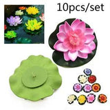 10Pcs Mixcolor Artificial Lotus Flower Floating Plants Water Lily Fake Plants
