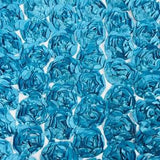 Turquoise Rosette Fabric 3D Floral Fabric By The Yard, Peony Bouquet Fabric on Mesh, 3D Rosette Satin Fabric Wedding Decor.