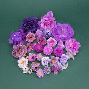 Artificial Silk Flower Head Handcrafted Combo Set Multicolor Rayon Flower Head Bulk DIY Kit Handmade Gifts DIY Material Pack Bouquet 29pcs