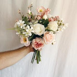 Faux bridal bouquet with blush pink, white and peach flowers, faux bouquets,  bridal bouquet, pink fake bouquet, white and pink bouquet
