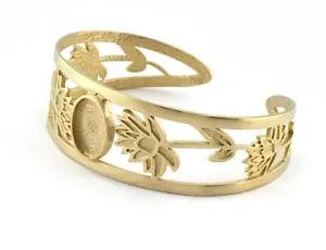 Oval Blank Flower Bracelet Monthly Flower Base Setting Bezel Raw brass 5160