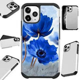 Fusion Case For iPhone 13/12/11/X/8/7 Hybrid Phone Cover PEONY FLOWER BLUE