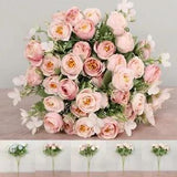 10Heads Artificial Flowers Silk Peony Fake Rose Bouquet Wedding Home Party Decor