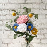 David Austin rose, peony, Daisy bouquet, felt flowers