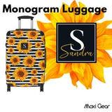 Personalized Luggage with Monogram Suitcase Yellow Sunflower Custom Luggage Stripe Floral Custom Travel Gift Happy Sunshine Travel Suitcase